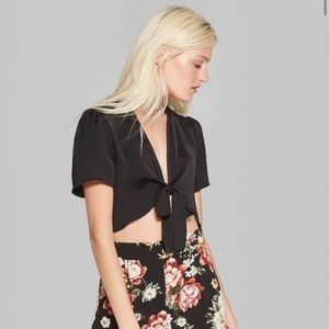 Wild fable Black reversible tie front / back top